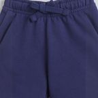 victor and jane navy blue cotton boys shorts with an elasticated drawstring waistband