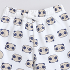 victor and jane white cotton shorts with a cute panda face print and an adjustable drawstring elastic waistband