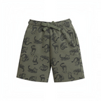 victor and jane baby boys olive green shorts with black tiger print pattern and elastic drawstring waist