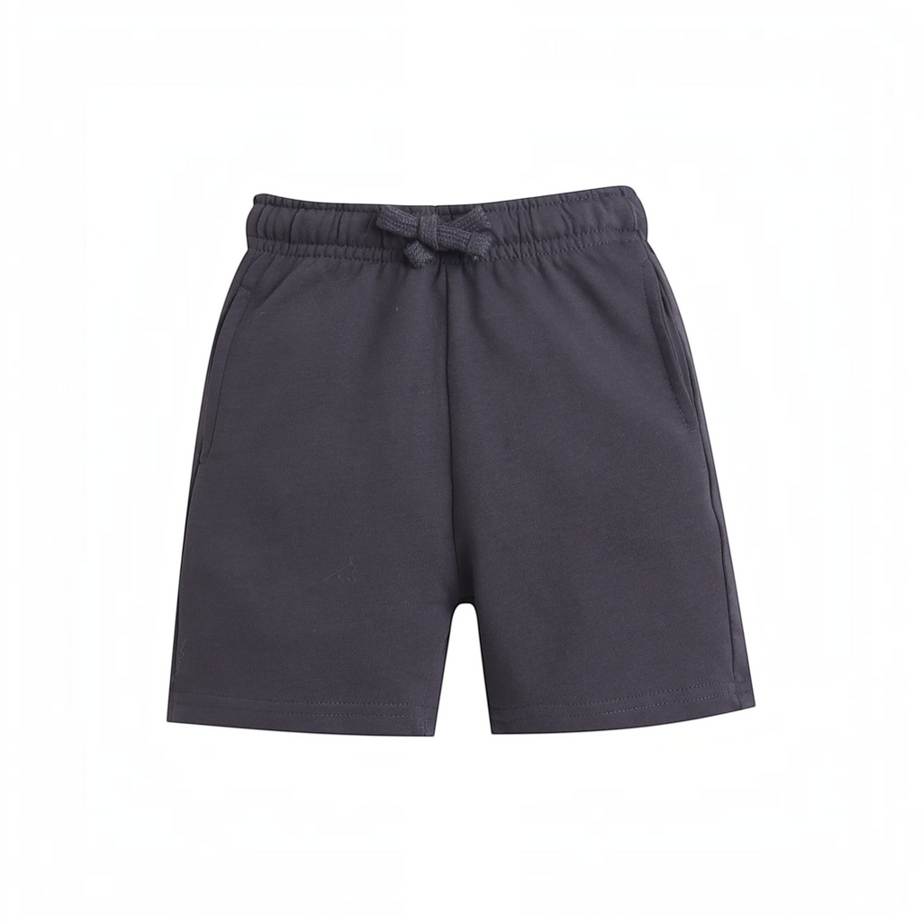 victor and jane baby boys charcoal grey cotton jersey shorts with an elasticated drawstring waistband