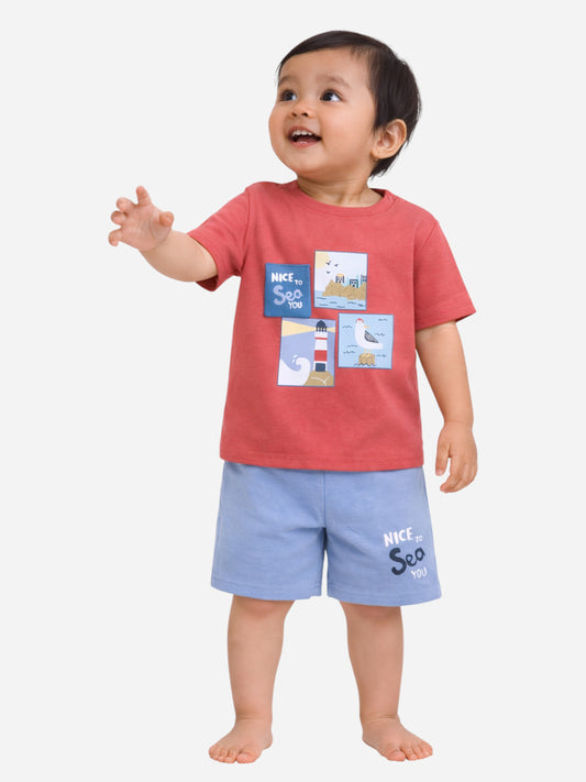 Infant Boys’ 2-Piece Set – Interactive Flip-Graphic Tee & Shorts