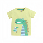 victor and jane baby boys light green cotton t-shirt featuring a cute dinosaur and bird graphic print