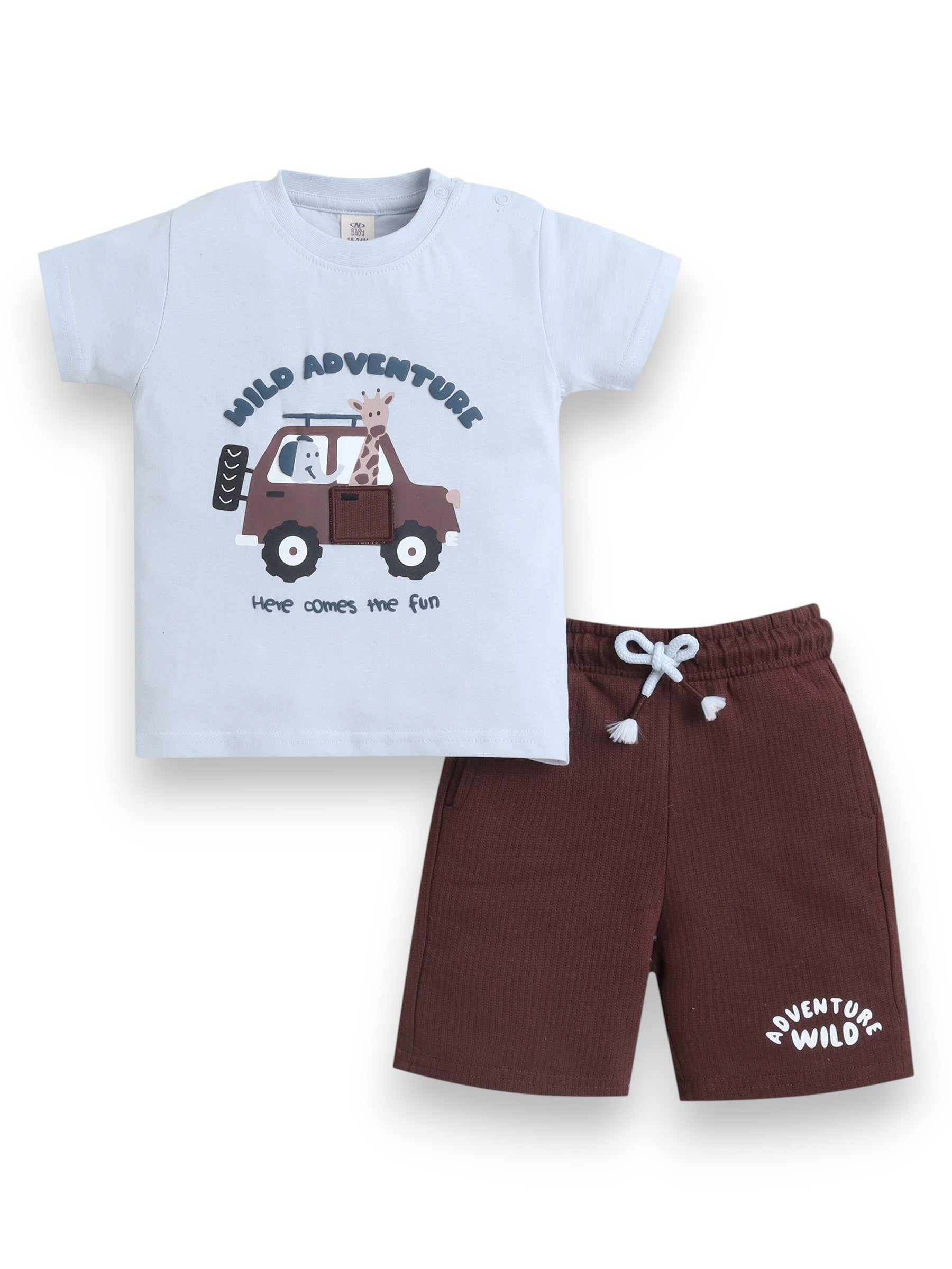 Infant Boys’ 2-Piece Set “ Œwild Adventure” Interactive Car Door Tee & Shorts