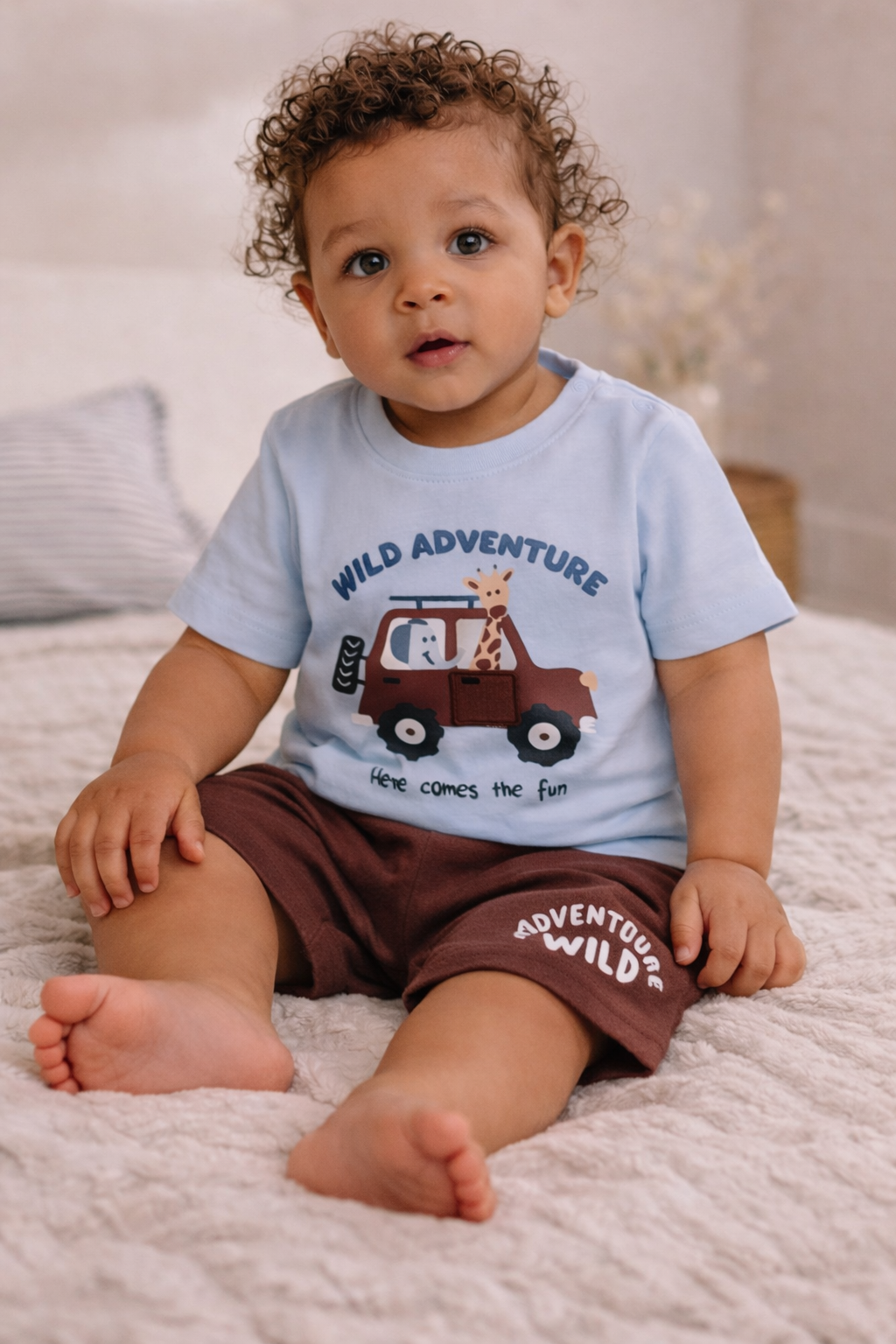 Infant Boys’ 2-Piece Set “ Œwild Adventure” Interactive Car Door Tee & Shorts