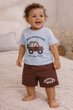 Infant Boys’ 2-Piece Set “ Œwild Adventure” Interactive Car Door Tee & Shorts