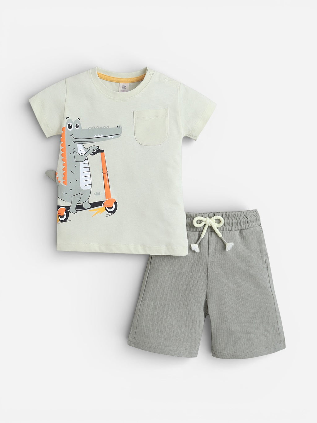 Infant Boys’ 2-Piece Set “ Crocodile Scooter Print T-Shirt & Drawstring Shorts