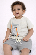 Infant Boys’ 2-Piece Set “ Crocodile Scooter Print T-Shirt & Drawstring Shorts