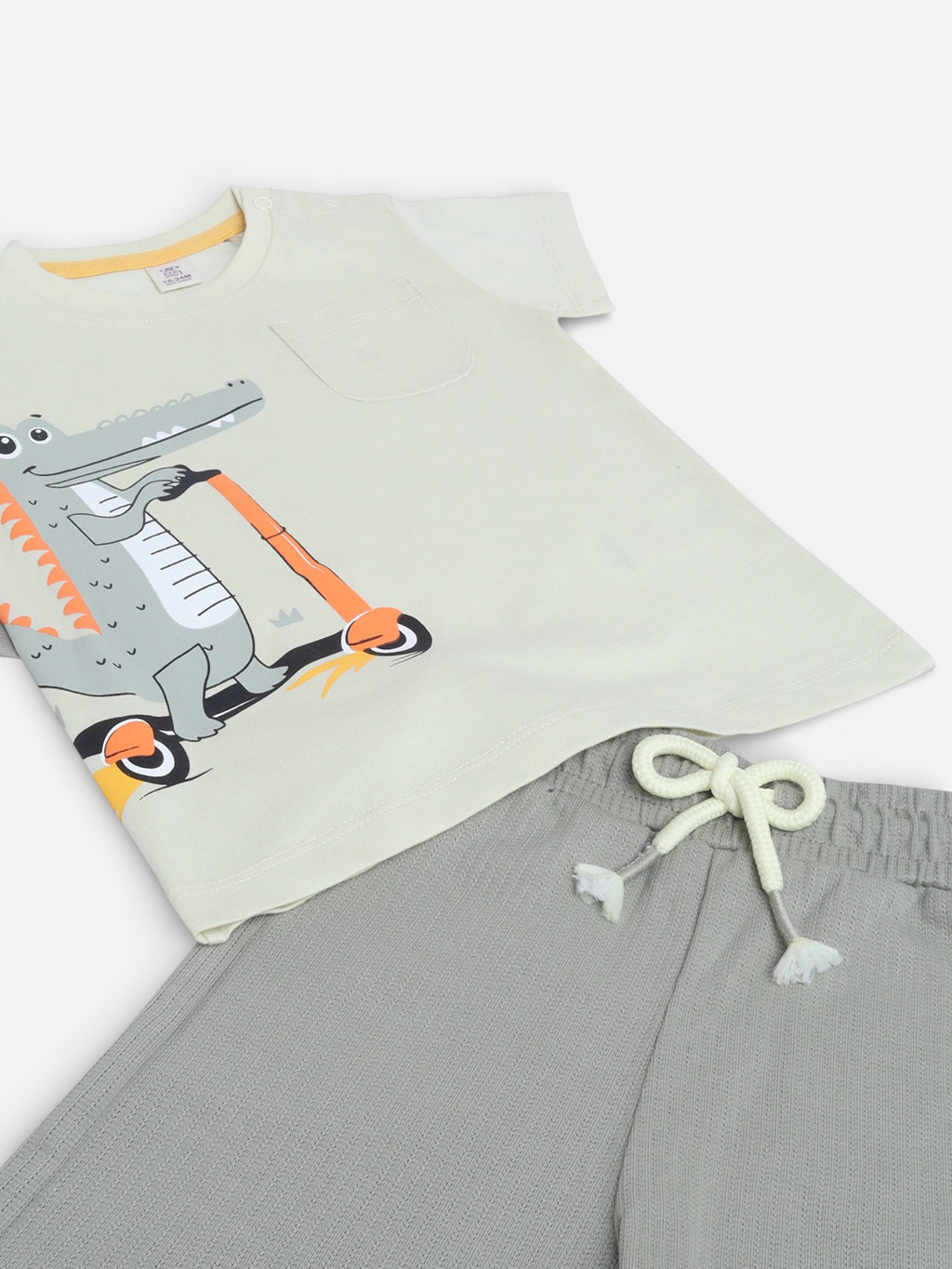Infant Boys’ 2-Piece Set “ Crocodile Scooter Print T-Shirt & Drawstring Shorts