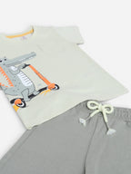 Infant Boys’ 2-Piece Set “ Crocodile Scooter Print T-Shirt & Drawstring Shorts