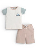 Infant Boys’ 2-Piece Set “ Œcrawl Walk Race” Car Print T-Shirt & Cargo Shorts