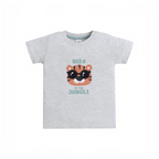 victor and jane baby boys grey short sleeve t-shirt with a tiger wearing sunglasses and Hero of the Jungle text
