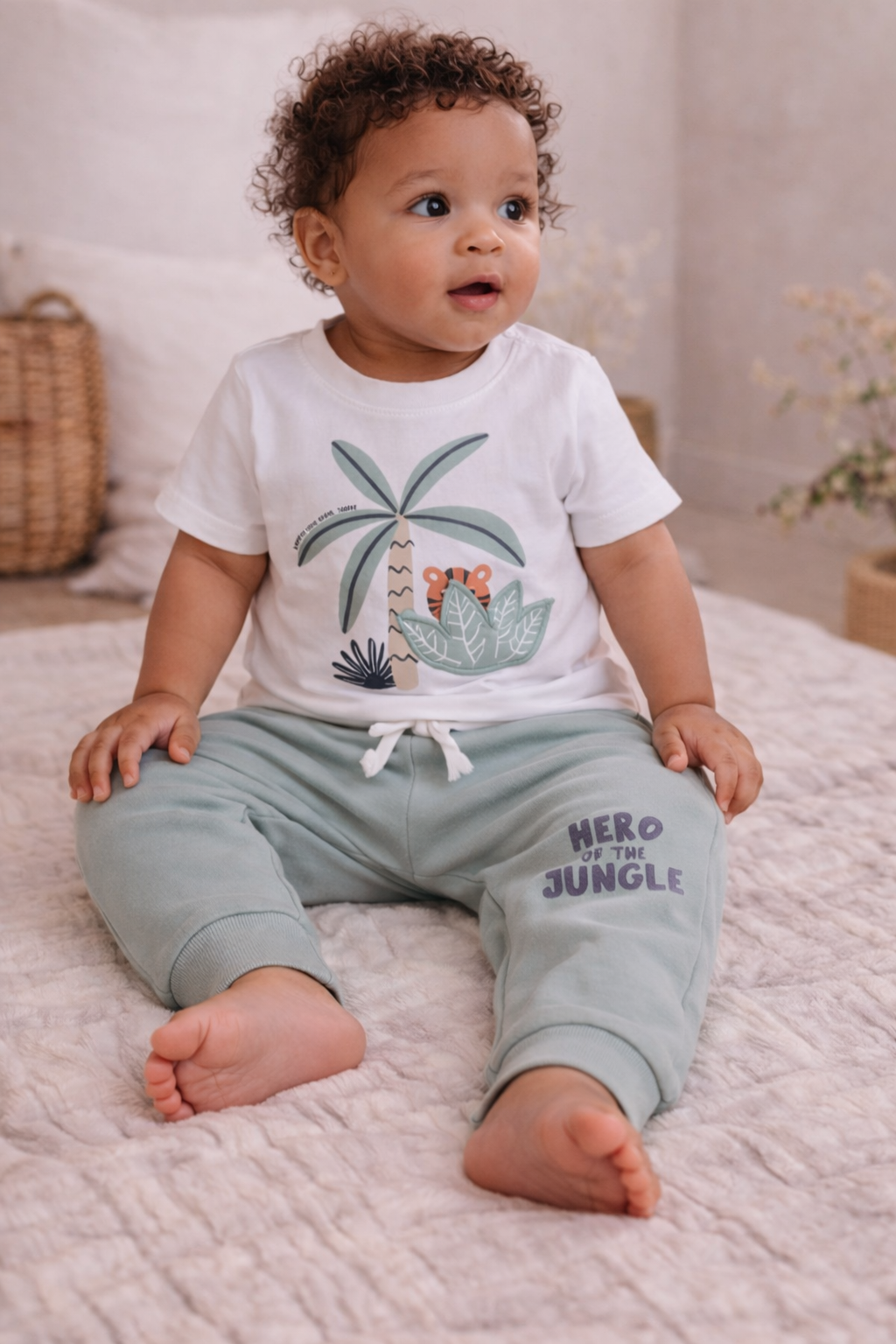 Infant Boys’ 2-Piece Set “ Tropical Crocodile T-Shirt & Œhero Jungle” Joggers