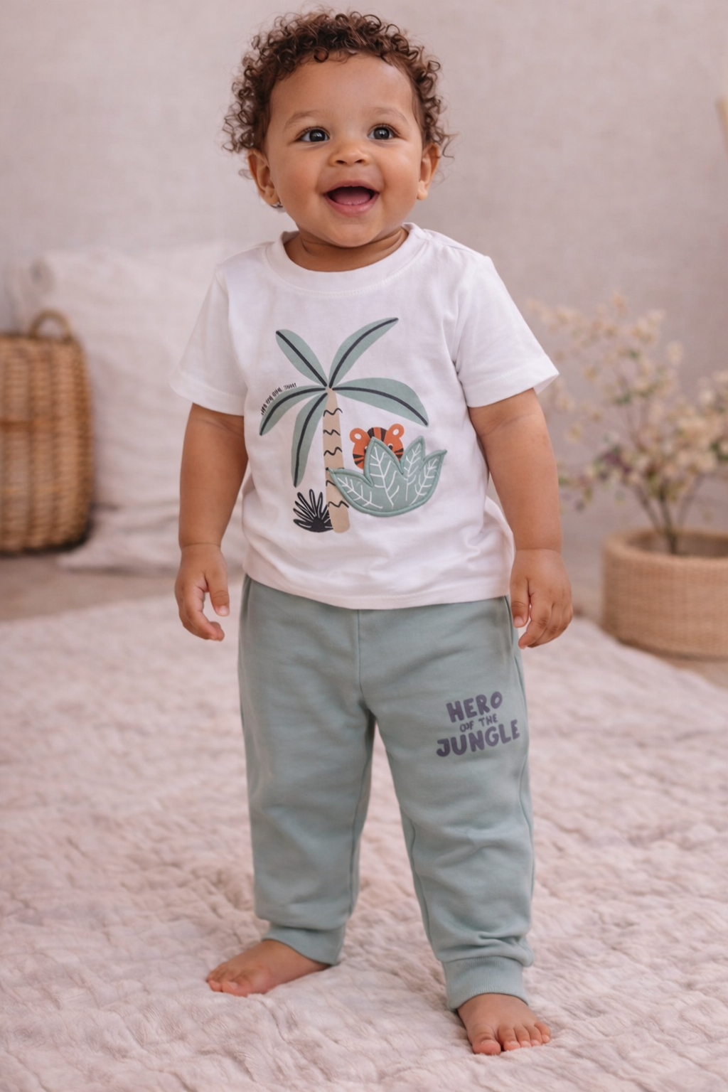 Infant Boys’ 2-Piece Set “ Tropical Crocodile T-Shirt & Œhero Jungle” Joggers