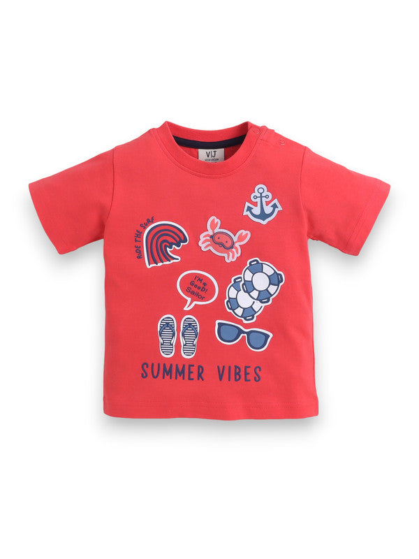 Boys' 2Pcs Summer Vibes Round Neck T-Shirt And Shorts Set