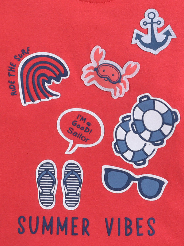 Boys' 2pcs Summer Vibes Round Neck T-Shirt and Shorts Set