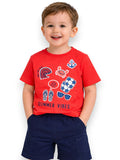 Boys' 2Pcs Summer Vibes Round Neck T-Shirt And Shorts Set