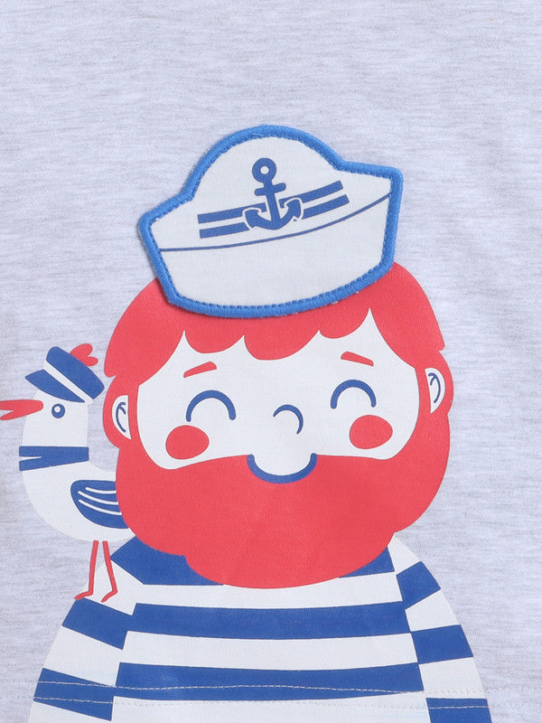 Boys' 2pcs Sailor Round Neck T-Shirt and Shorts Set