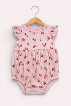 Baby Girls Floral Ribbed Bodysuit Rompers “ Pack Of 3 (Pink & Neutral Tones)