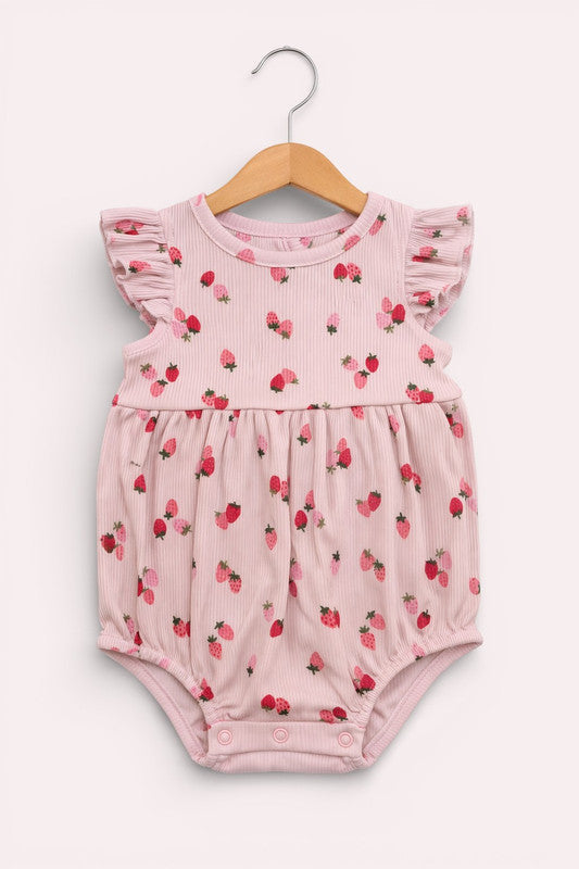 Baby Girls Floral Ribbed Bodysuit Rompers “ Pack Of 3 (Pink & Neutral Tones)