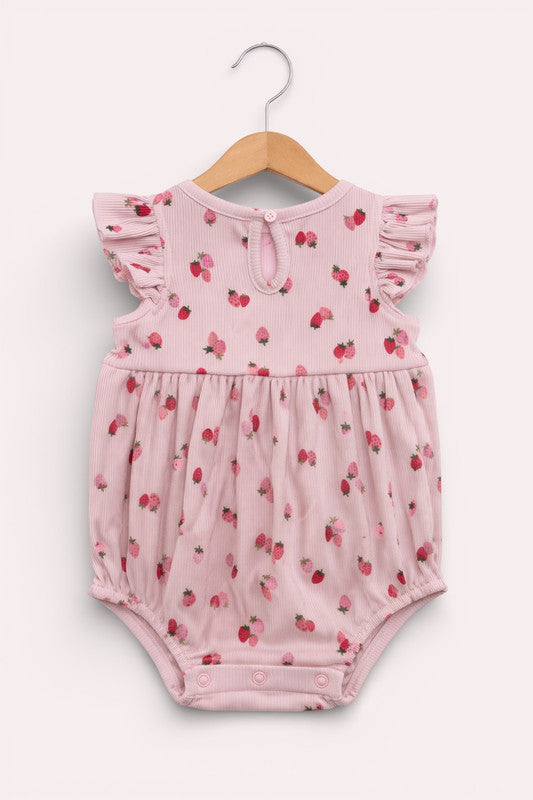 Baby Girls Floral Ribbed Bodysuit Rompers “ Pack Of 3 (Pink & Neutral Tones)