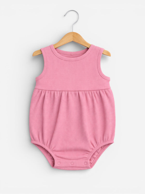 Baby Girls Floral Sleeveless Romper “ Pack Of 3 (Soft Pink & Neutral Tones)