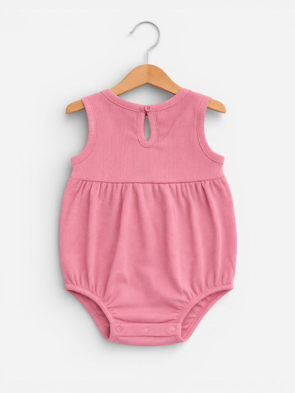 Baby Girls Floral Sleeveless Romper “ Pack Of 3 (Soft Pink & Neutral Tones)
