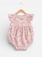 Baby Girls Floral Sleeveless Romper “ Pack Of 3 (Soft Pink & Neutral Tones)