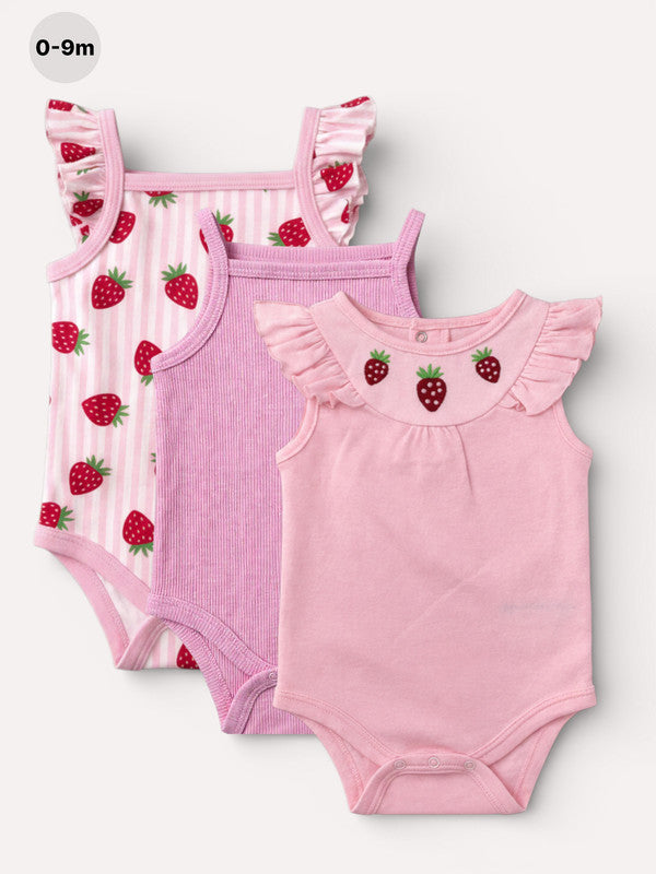 Baby Girls’ Bodysuit Multipack (3 Pack) “ Frill Strap Sleeveless Bodysuits