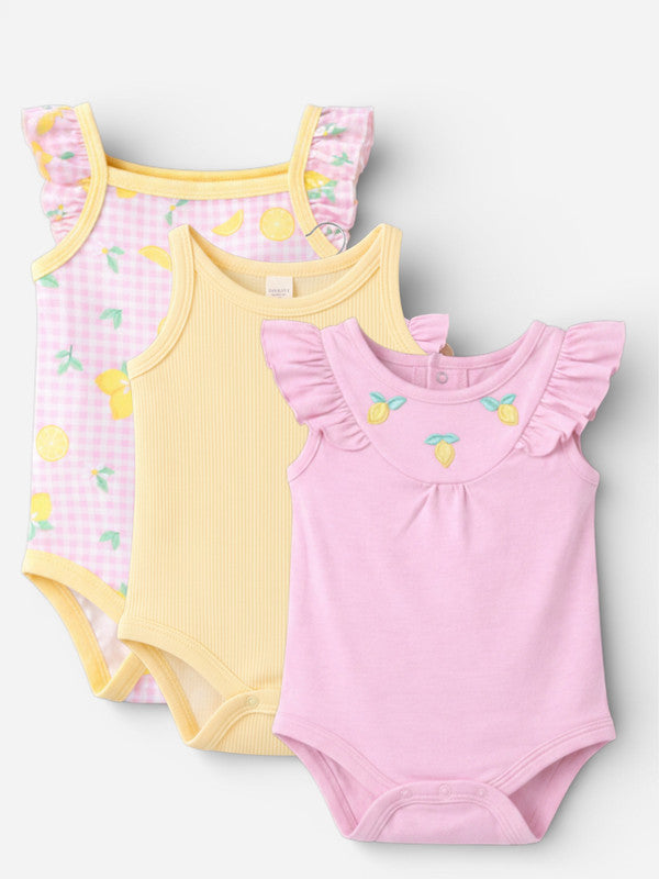 Baby Girls’ Bodysuit Multipack (3 Pack) “ Frill Sleeve & Fruit Print Bodysuits