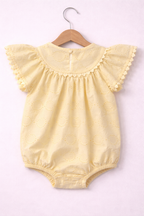 Baby Girls’ Broderie Romper “ Heart Eyelet Cotton Playsuit (Yellow)
