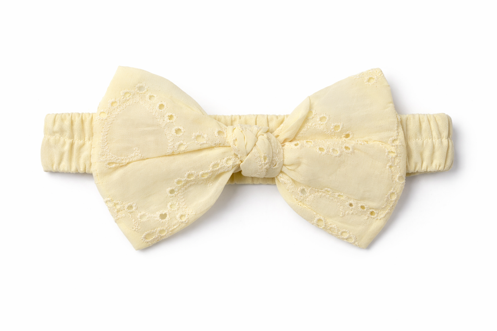 Baby Girls’ Broderie Romper “ Heart Eyelet Cotton Playsuit (Yellow)