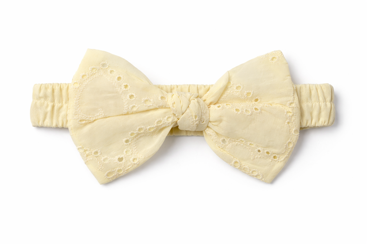 Baby Girls’ Broderie Romper “ Heart Eyelet Cotton Playsuit (Yellow)