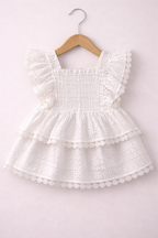 Baby Girls’ 4-Piece Broderie Dress Set “ Cherry Print Bloomers, Headband & Socks