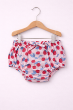 Baby Girls’ 4-Piece Broderie Dress Set “ Cherry Print Bloomers, Headband & Socks