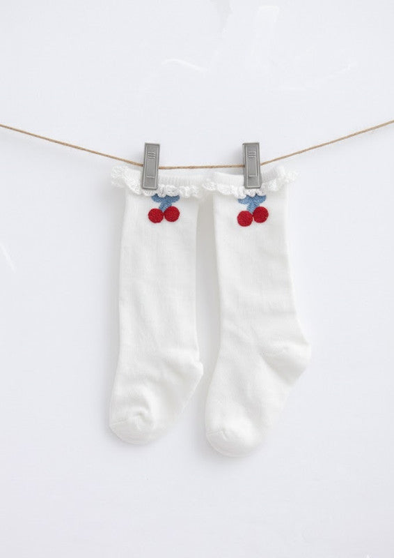 Baby Girls’ 4-Piece Broderie Dress Set “ Cherry Print Bloomers, Headband & Socks