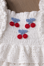 Baby Girls’ 4-Piece Broderie Dress Set “ Cherry Print Bloomers, Headband & Socks