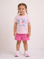 Infant Girls Floral Graphic T-Shirt & Shorts Set “ Pink