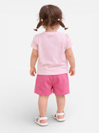Infant Girls Floral Graphic T-Shirt & Shorts Set “ Pink