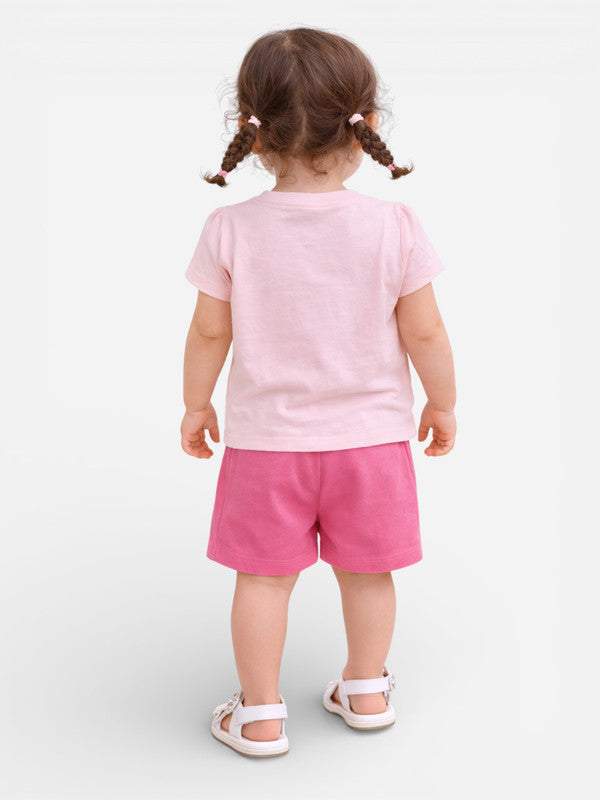 Infant Girls Floral Graphic T-Shirt & Shorts Set “ Pink