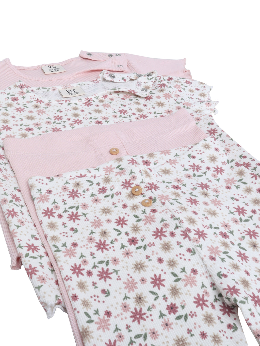 Infant Girls 2-Pack Rib T-Shirts & 2-Pack Rib Leggings Set