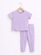 Infant Girls 2-Pack Rib T-Shirts & 2-Pack Rib Leggings Set (Hearts & Solid Lilac)