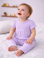 Infant Girls 2-Pack Rib T-Shirts & 2-Pack Rib Leggings Set (Hearts & Solid Lilac)