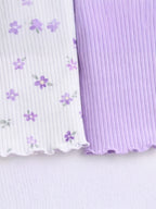 Infant Girls 2-Pack Rib T-Shirts & 2-Pack Rib Leggings Set (Hearts & Solid Lilac)