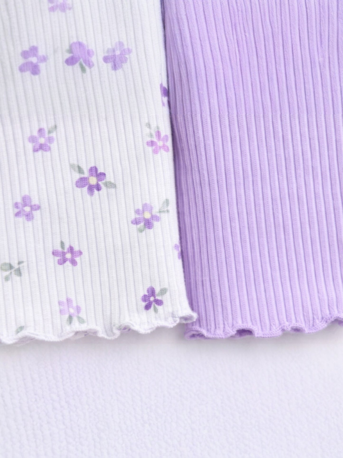 Infant Girls 2-Pack Rib T-Shirts & 2-Pack Rib Leggings Set (Hearts & Lilac Stripe)