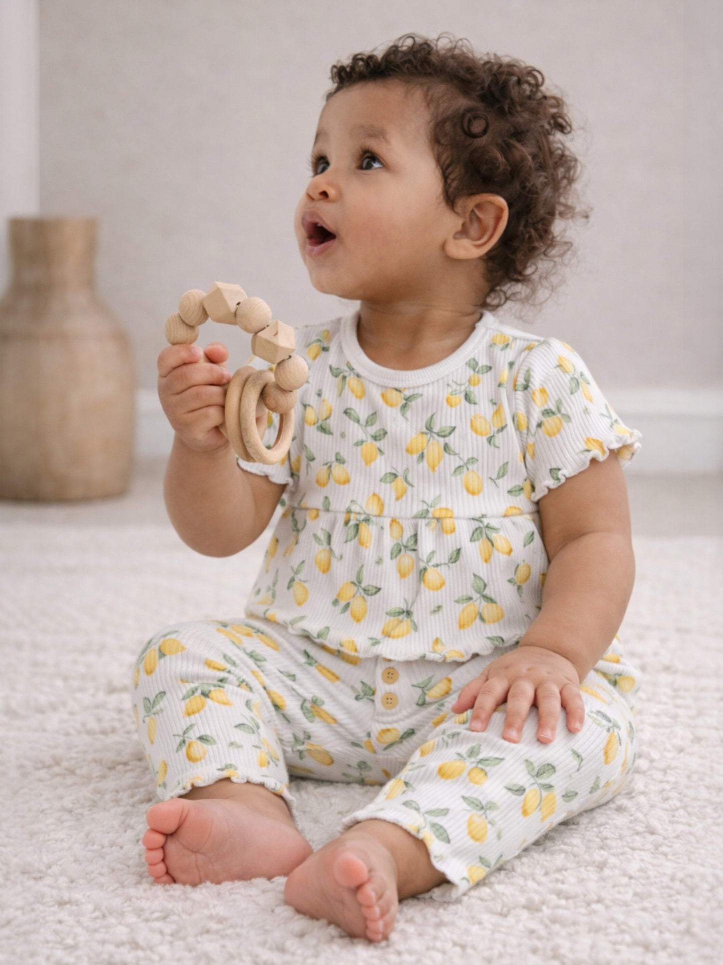 Infant Girls 2-Pack Rib T-Shirts & 2-Pack Rib Leggings Set (Daisy Floral & Cream Stripe)