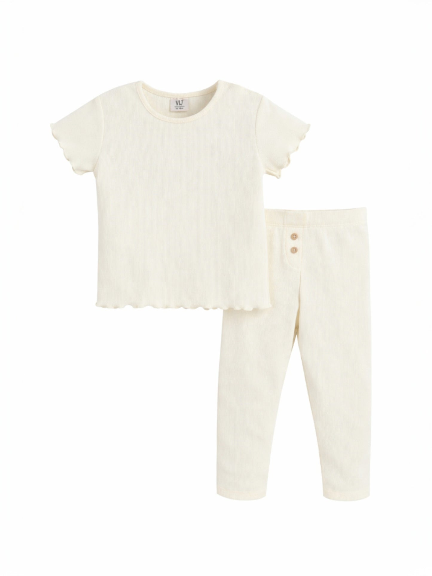 Infant Girls 2-Pack Rib T-Shirts & 2-Pack Rib Leggings Set (Daisy Floral & Cream Stripe)