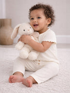 Infant Girls 2-Pack Rib T-Shirts & 2-Pack Rib Leggings Set (Daisy Floral & Cream Stripe)