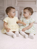 Infant Girls 2-Pack Rib Dresses (Printed & Solid Light Yellow)