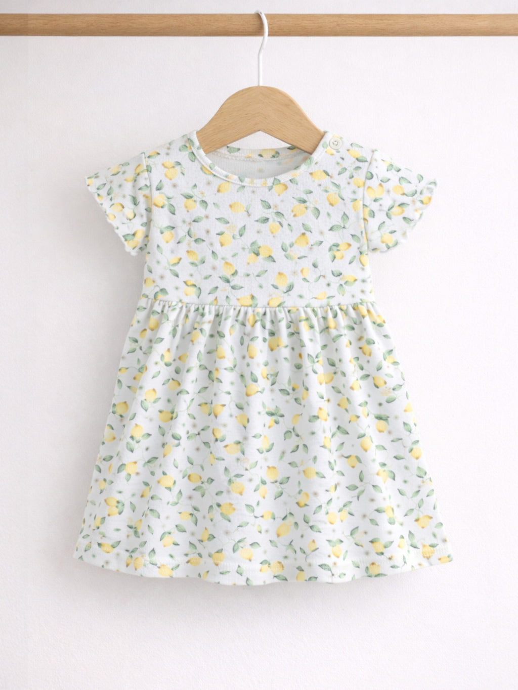 Infant Girls 2-Pack Rib Dresses (Printed & Solid Light Yellow)