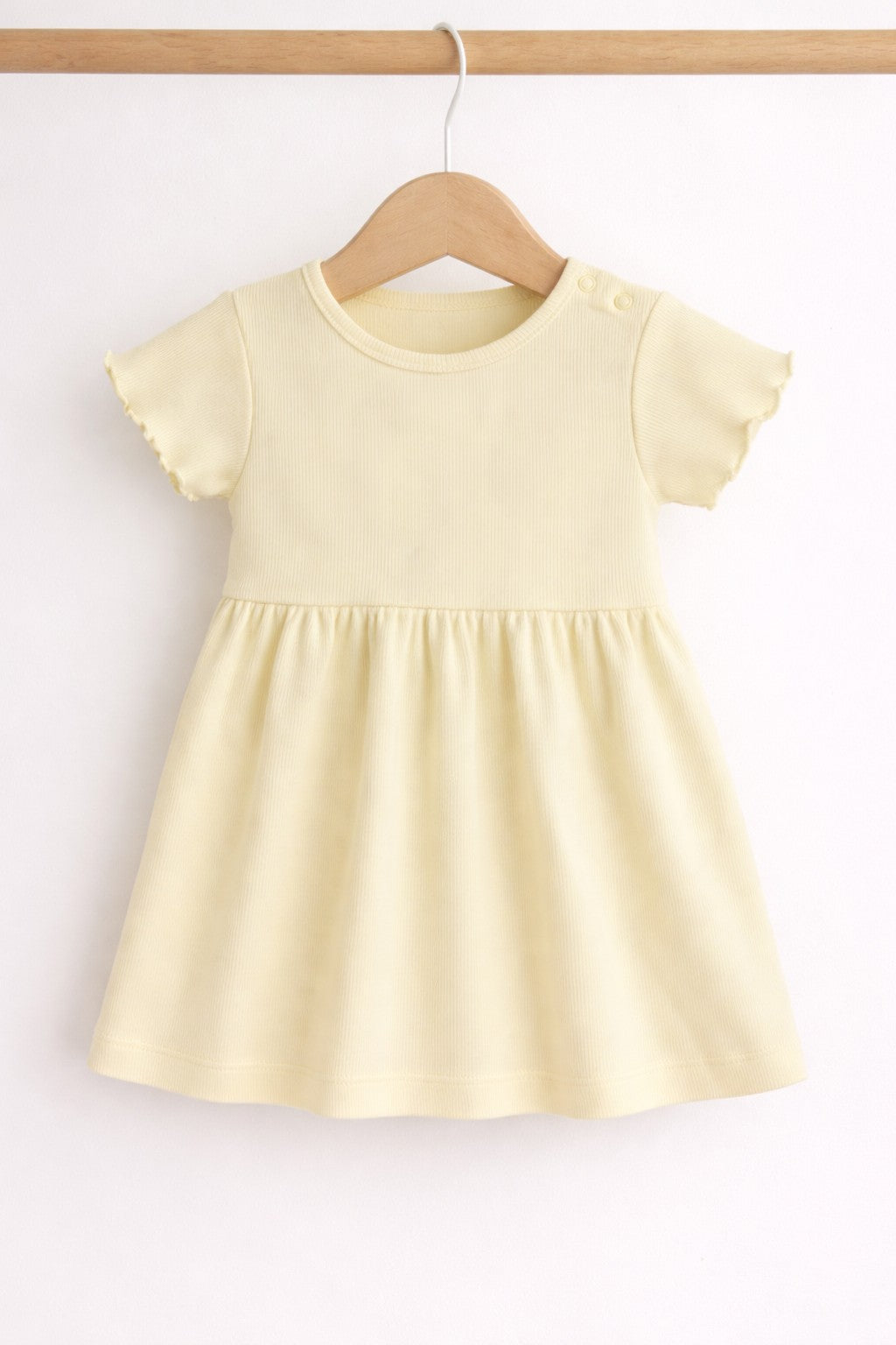 Infant Girls 2-Pack Rib Dresses (Printed & Solid Light Yellow)